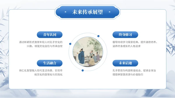 蓝色中国风通用型孔子诞辰文化宣传PPT模板