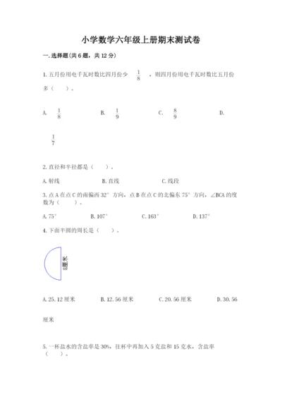 小学数学六年级上册期末测试卷（考点梳理）word版.docx