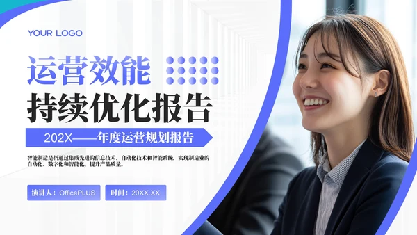 蓝色商务风运营效能持续优化年终总结PPT模板