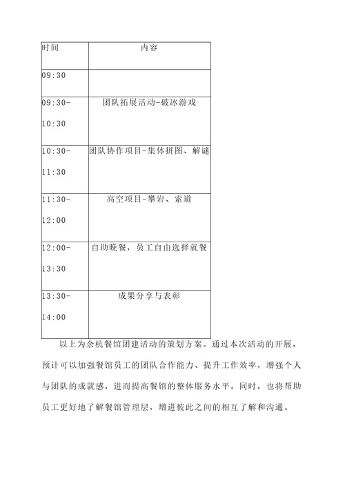 余杭餐馆团建活动策划书