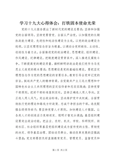 学习十九大心得体会：打铁固本使命光荣.docx