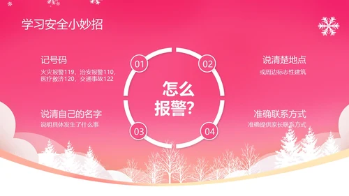 粉红色插画风幼儿园寒假安全教育PPT