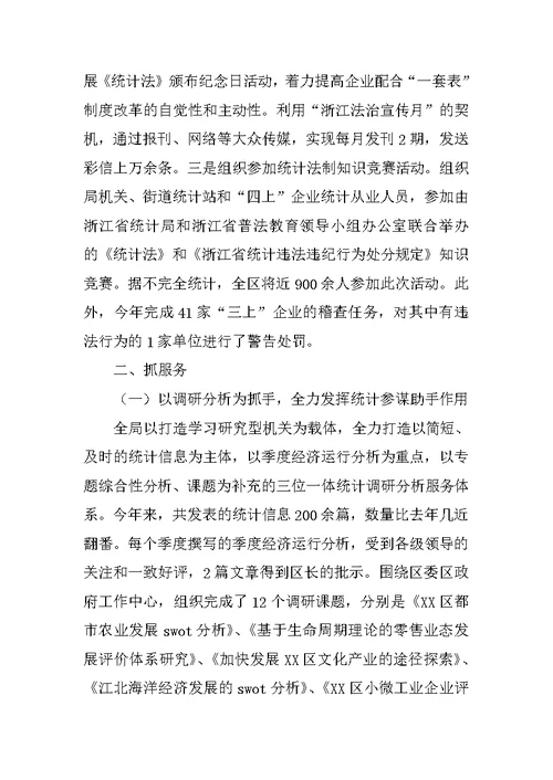 区统计局工作汇报
