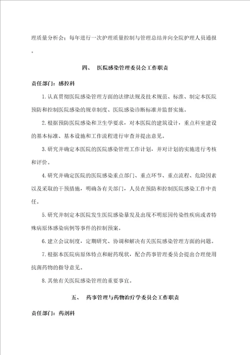 医院质量与安全管理委员会工作职责