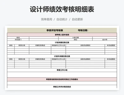 设计师绩效考核明细表