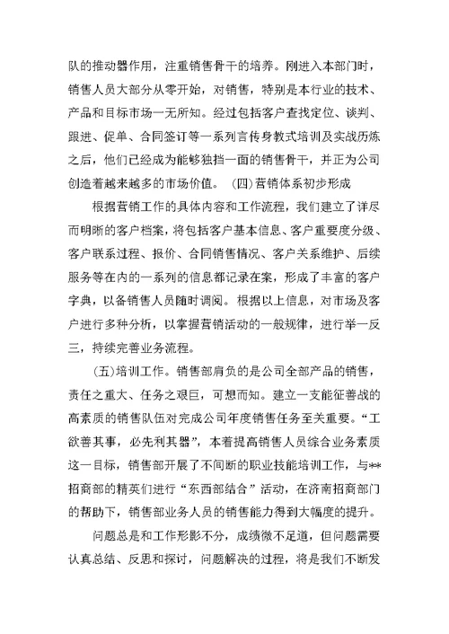 年终销售经理总结报告