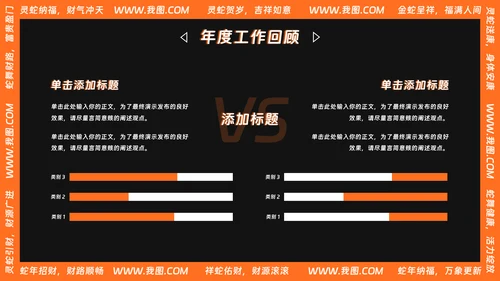 可爱卡通风蛇年年终总结汇报PPT