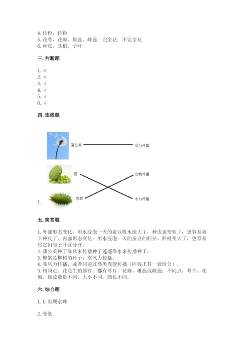 教科版科学四年级下册第一单元《植物的生长变化》测试卷附答案（巩固）.docx