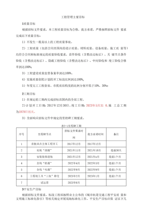 项目管理主要目标