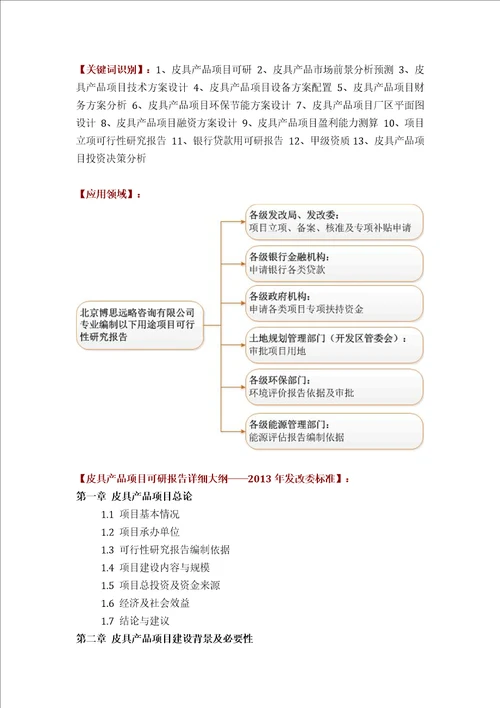 皮具产品项目可行性研究报告评审方案设计2013年发改委立项标准案例范文