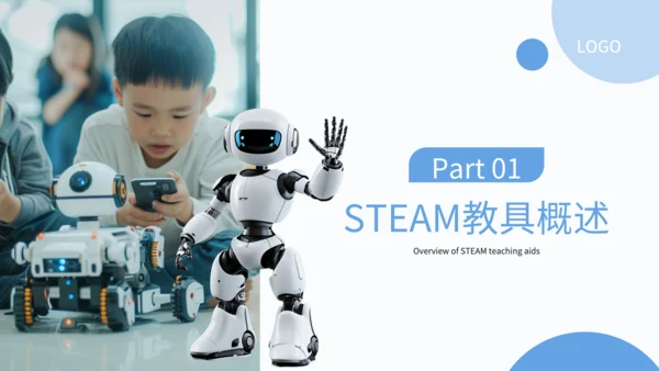蓝色简约风STEAM教具产品使用指南PPT