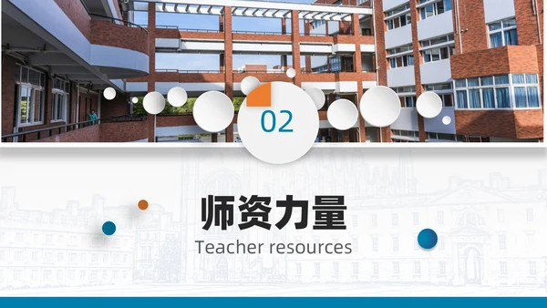 白色蓝色微粒体简约风学校简画学校简介PPT模板