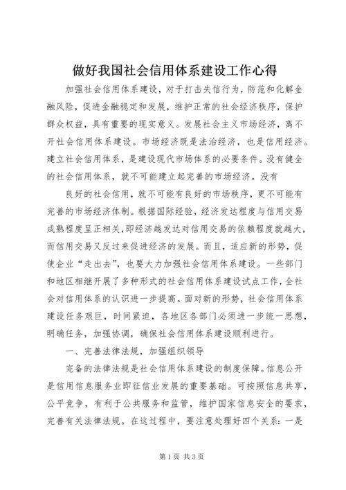 做好我国社会信用体系建设工作心得.docx