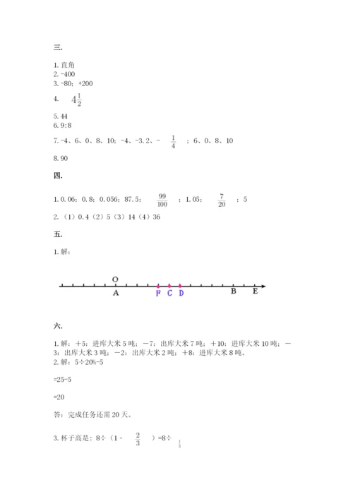 人教版数学六年级下册试题期末模拟检测卷及参考答案（a卷）.docx