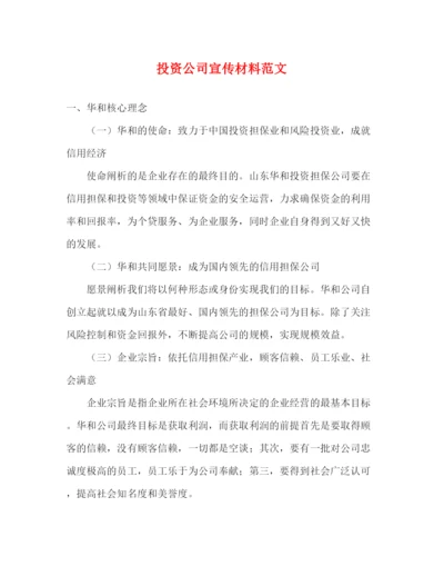 精编之投资公司宣传材料范文.docx