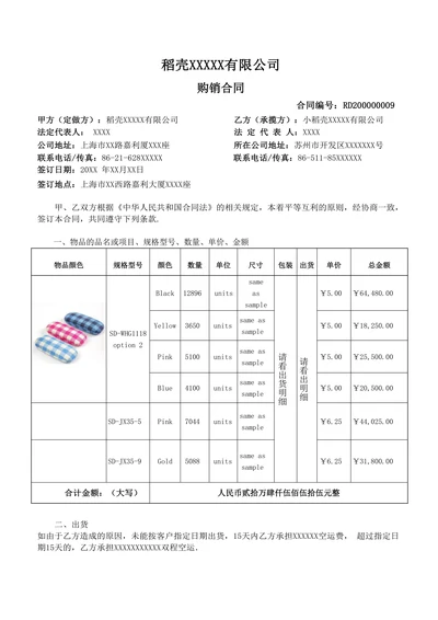 买卖购销合同模板通用