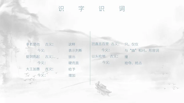 灰色中国风唐雎不辱使命PPT模板