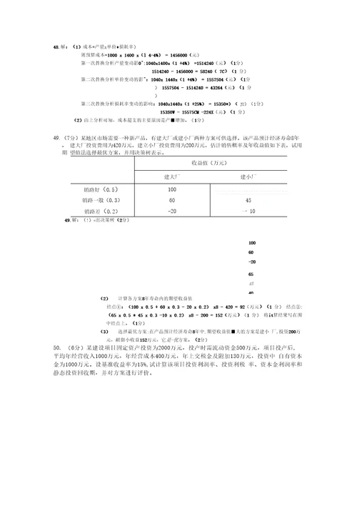 历年建筑经济计算题汇总