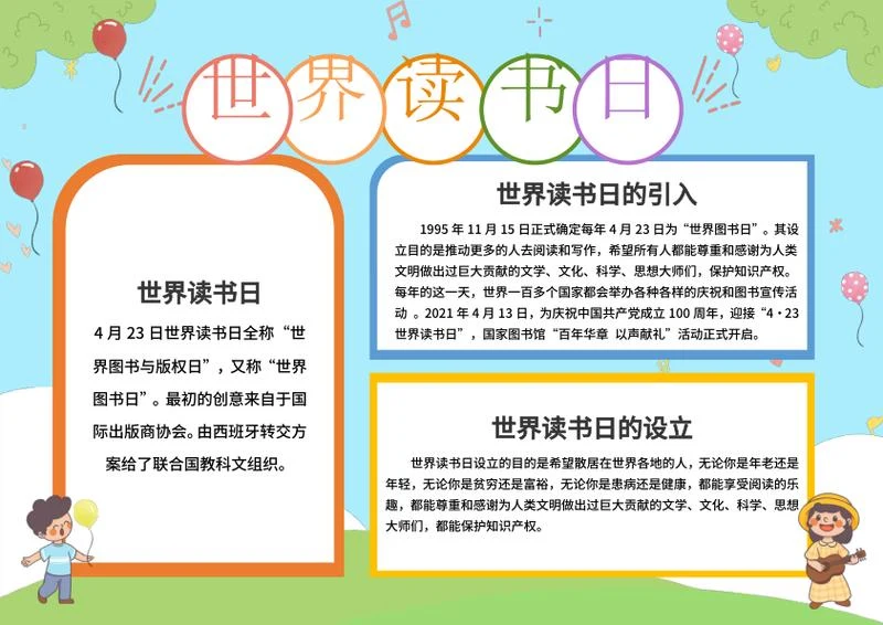 世界读书日介绍手抄报word模板