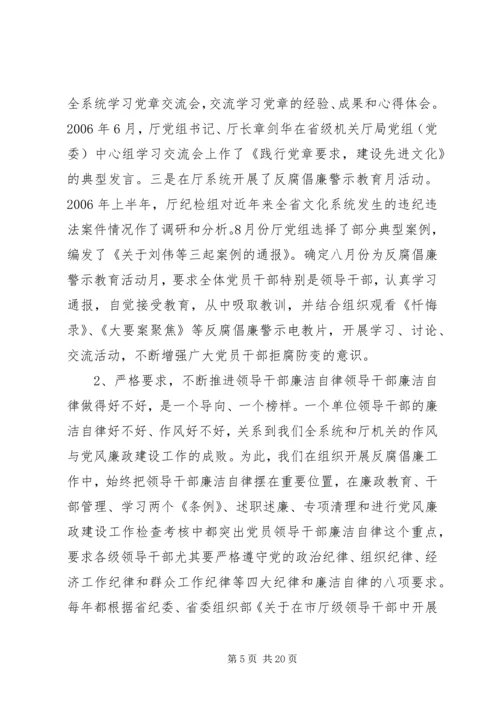 省文化厅党风廉政建设工作情况汇报.docx