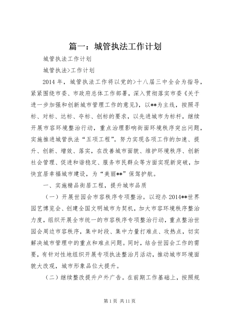 篇一：城管执法工作计划.docx