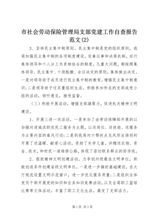 市社会劳动保险管理局支部党建工作自查报告范文(2).docx