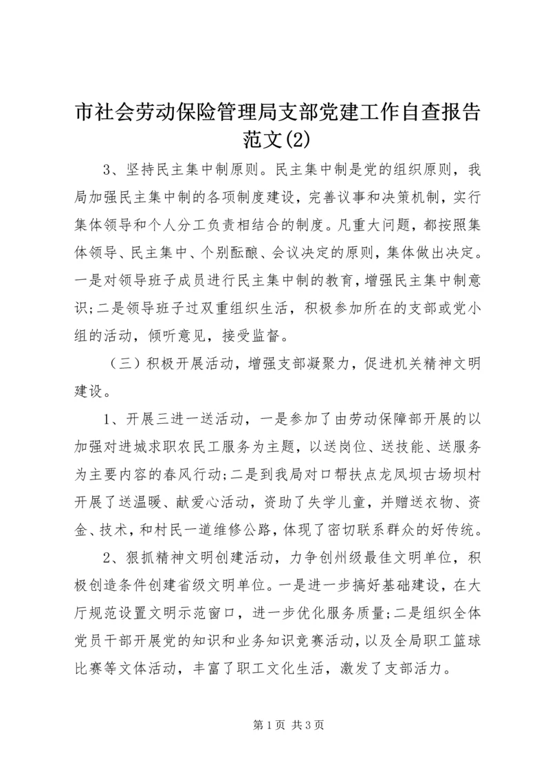 市社会劳动保险管理局支部党建工作自查报告范文(2).docx