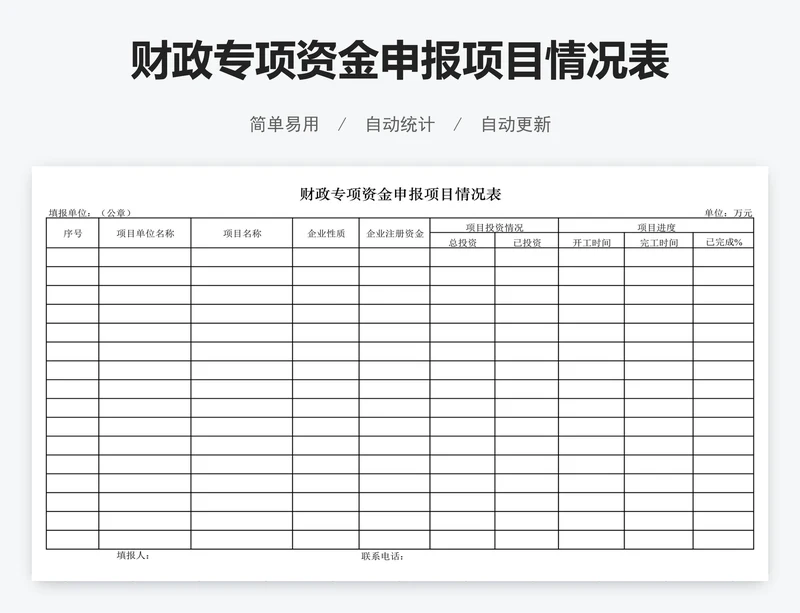 财政专项资金申报项目情况表