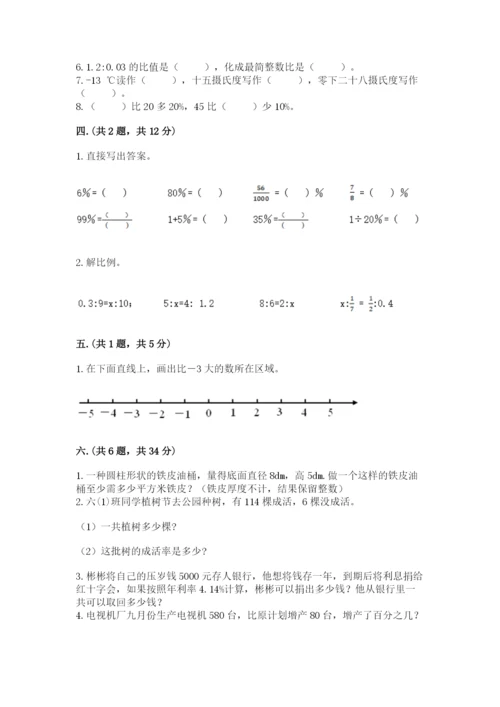 人教版六年级数学下学期期末测试题及完整答案【典优】.docx