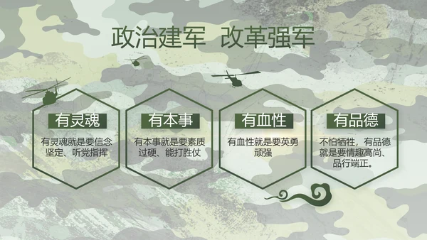 迷彩风退伍老兵拥军计划动态PPT模板