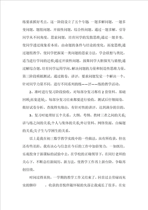 初中数学老师学年总结