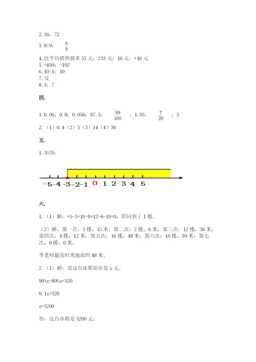 西师大版六年级数学下学期期末测试题及参考答案【培优】.docx