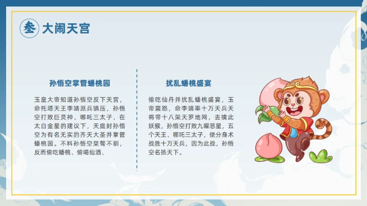 《西游记》大闹开宫通用PPT模板