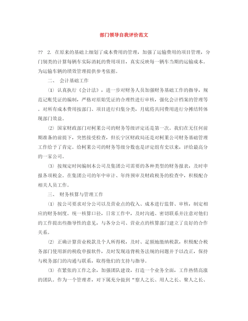 精编之部门领导自我评价范文.docx