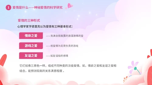 粉色温馨浪漫插画风大学生恋爱心理学课件PPT