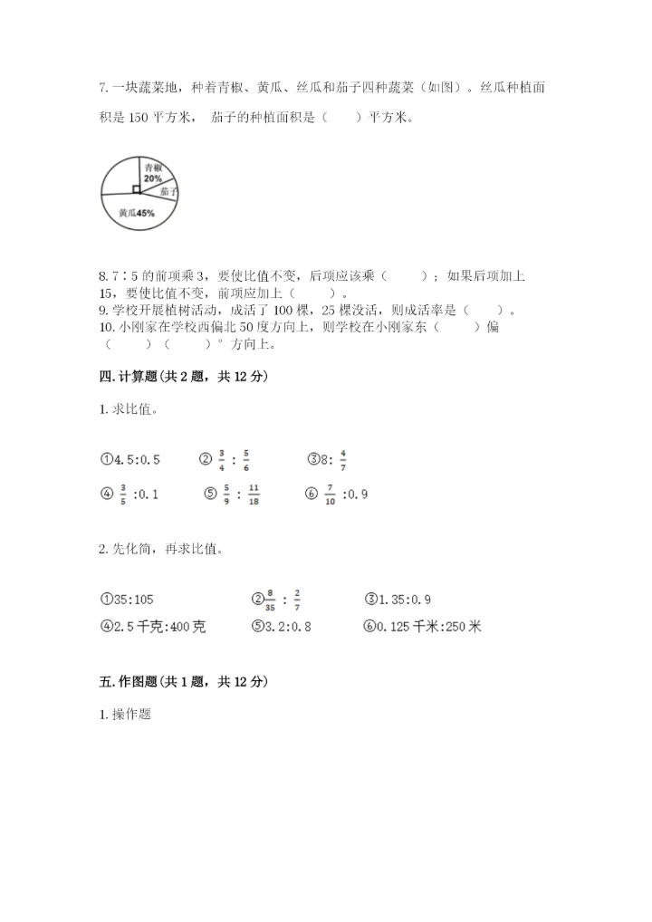 2022人教版六年级上册数学期末测试卷附完整答案（全优）.docx