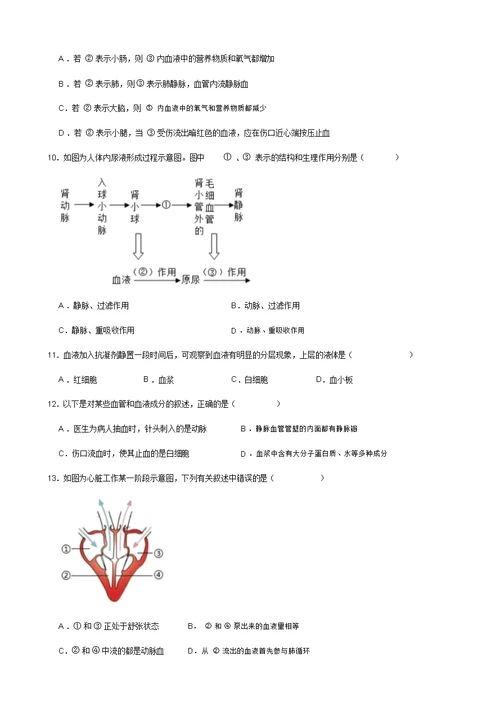 苏科版八年级上册生物第15章人体内平衡的维持测试题(解析版)