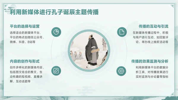 青色中国风孔子诞辰PPT模板