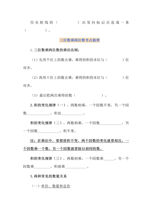 人教版四年级上册数学知识点填空考点梳理.docx