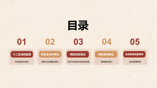 红色生肖狗中国风寓言解析PPT模板