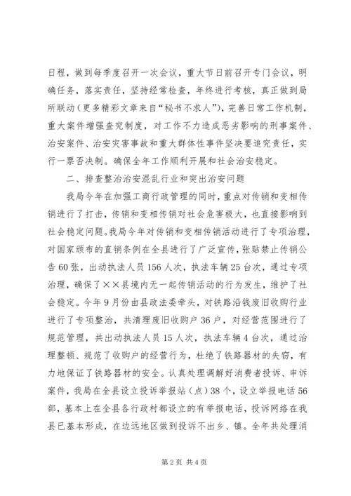 县工商行政管理局社会治安综合治理工作情况的自查报告.docx