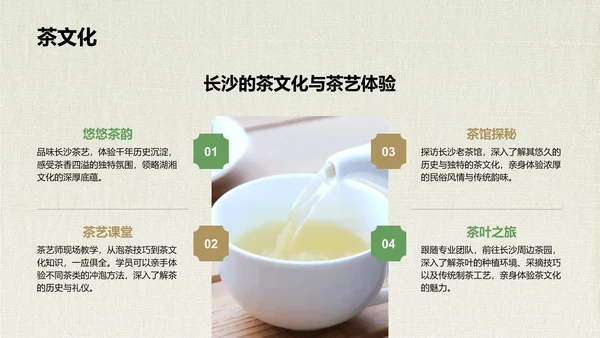 绿色摄影风长沙城市深度游线路攻略PPT模板