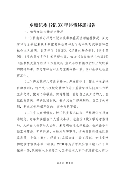 乡镇纪委书记某年述责述廉报告.docx