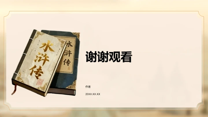 棕色复古风水浒传读书分享PPT