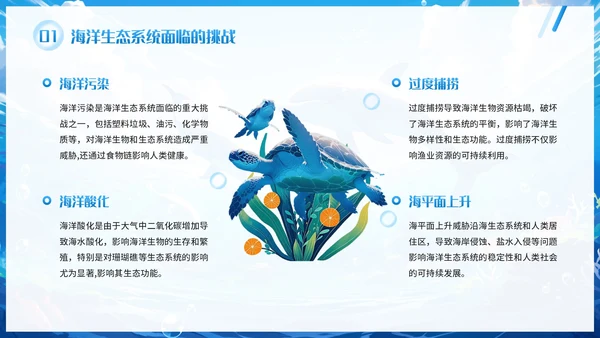 蓝色插画风海洋生态系统的奥秘PPT模板