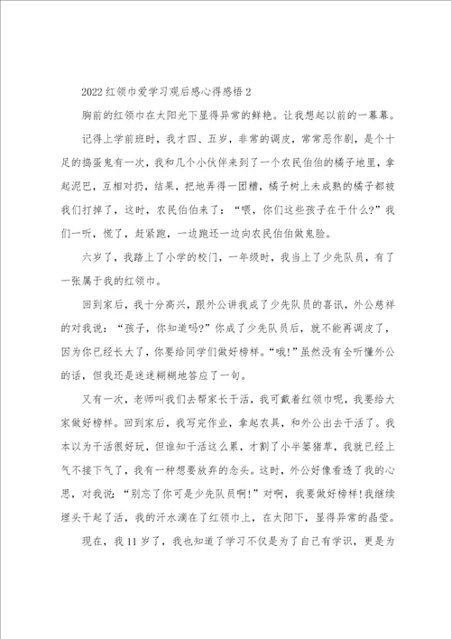 2022红领巾爱学习观后感心得感悟