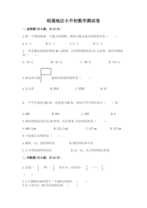 昭通地区小升初数学测试卷及参考答案1套.docx