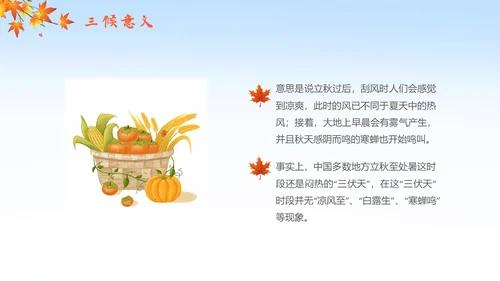 简约插画枫叶立秋二十四节气立秋科普知识科普PPT
