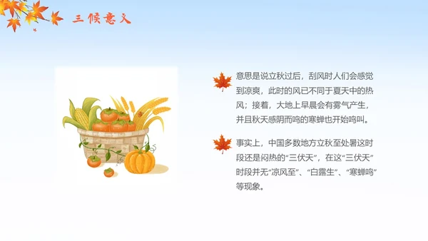 简约插画枫叶立秋二十四节气立秋科普知识科普PPT