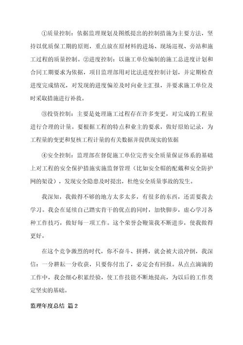 监理年度总结模板集合7篇
